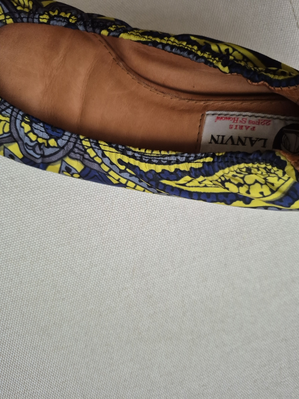 Lanvin Yellow & Navy Printed Ballet Flats - Picture 7 of 7